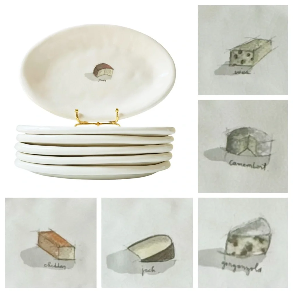 Crate & Barrel Assorted Cheese Plates Oval - Set of 6